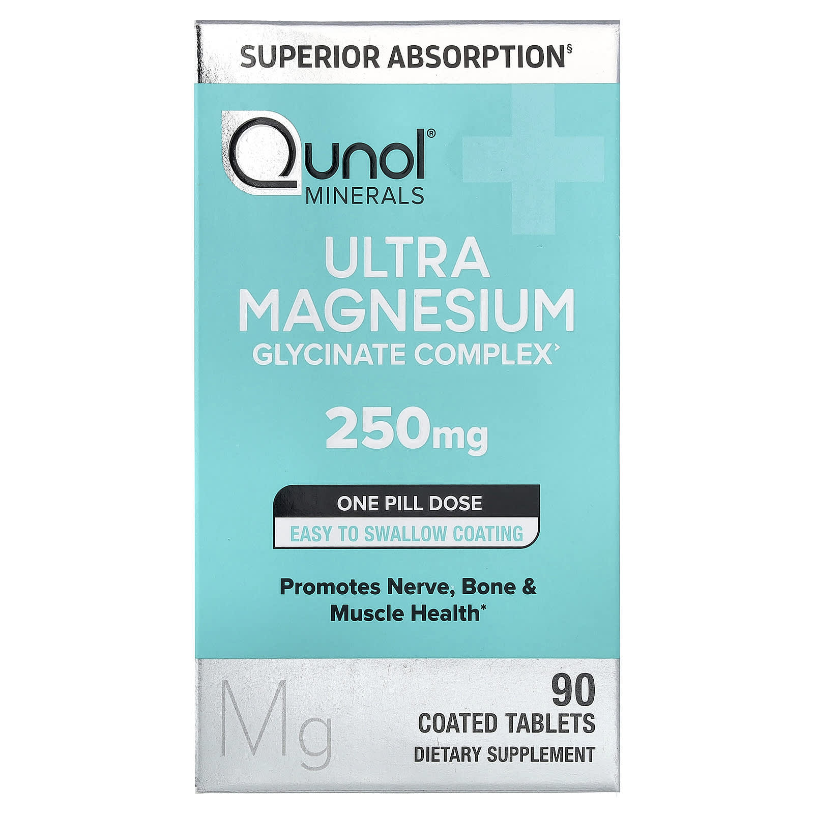 Qunol, Ultra Magnesium Glycinate Complex, 250 mg, 90 Coated Tablets