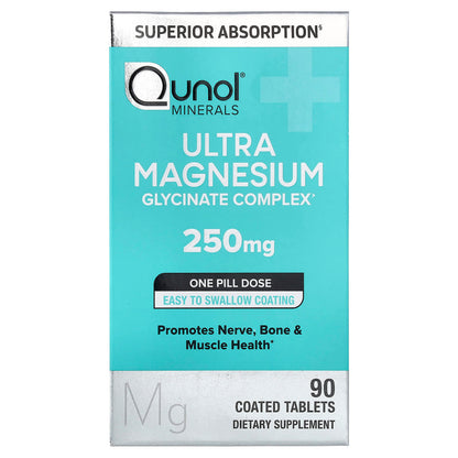 Qunol, Ultra Magnesium Glycinate Complex, 250 mg, 90 Coated Tablets