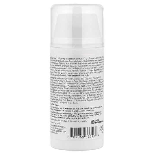 Protocol for Life Balance, Progesterone From Wild Yam, Balancing Skin Cream, Natural Lavender, 3 oz (85 g)
