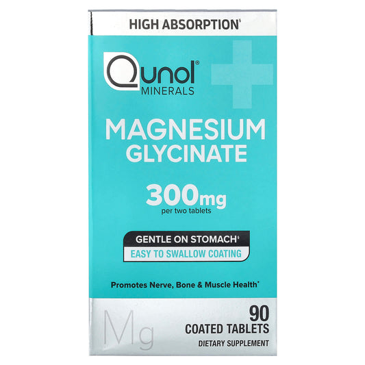 Qunol, Magnesium Glycinate, 90 Coated Tablets (150 mg per Tablet)