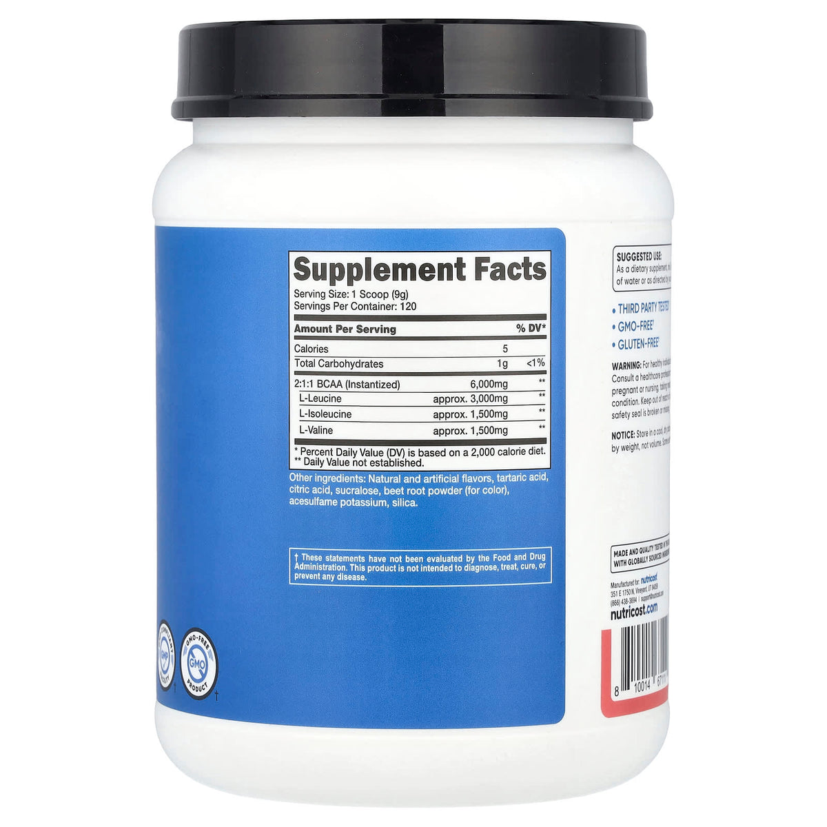 Nutricost, Performance, BCAA, Watermelon, 2.5 lb (1,116 g)
