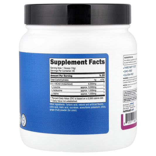 Nutricost, Performance, BCAA, Grape, 1.3 lb (588 g)