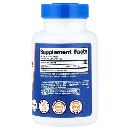 Nutricost Lumbrokinase 150 mg 120 Caps