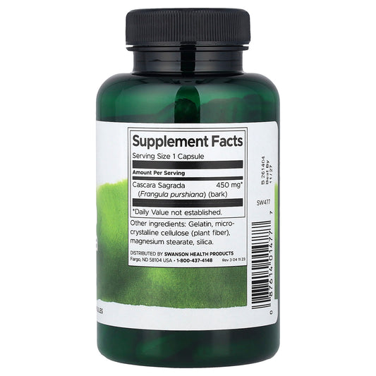 Swanson Vitamins, Cascara Sagrada, 450 mg, 100 Capsules