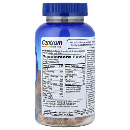 Centrum, Men Multigummies, Assorted Natural Fruit, 170 Gummies