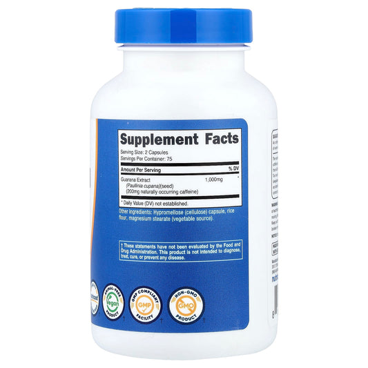Nutricost, Guarana, 150 Capsules (500 mg per Capsule)