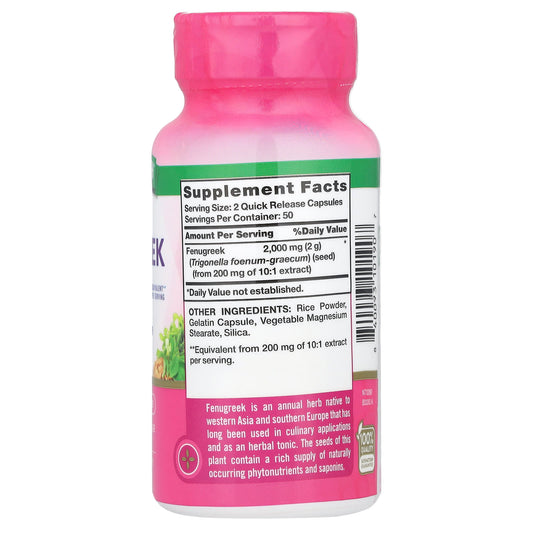 Nature's Truth, Fenugreek, 100 Quick Release Capsules (1,000 mg per Capsule)