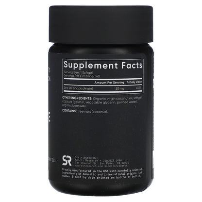 Sports Research Zinc Picolinate 50 mg 60 Softgels