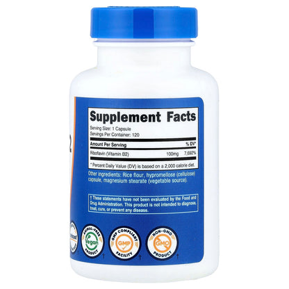 Nutricost Vitamin B2 100 mg 120 Caps