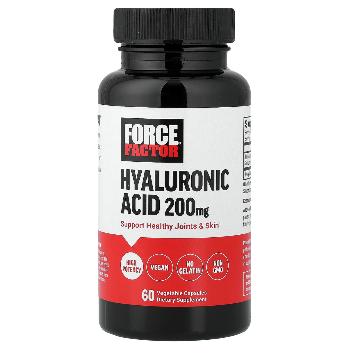 Force Factor Hyaluronic Acid 200 mg 60 Veg Caps