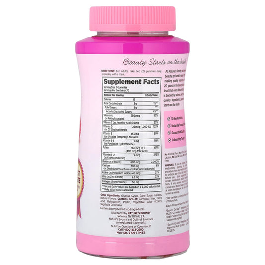 Nature's Bounty, Optimal Solutions®, Women's Multivitamin Gummies, Mixed Berry & Raspberry, 140 Gummies