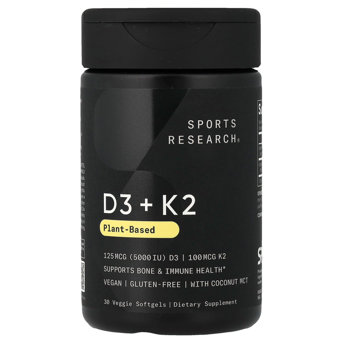 Sports Research D3 + K2, Plant-Based 30 Softgels