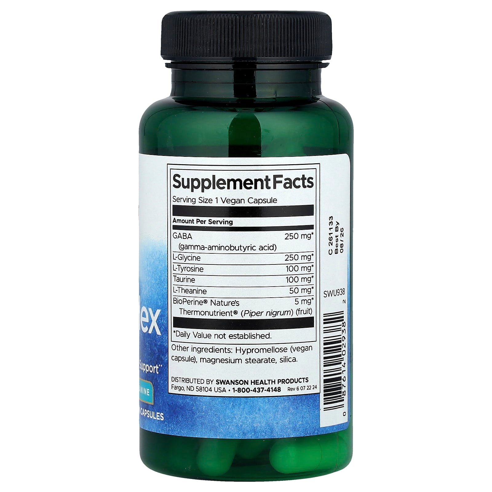Swanson Vitamins, GABAplex with L-Tyrosine & L-Theanine, 60 Vegan Capsules