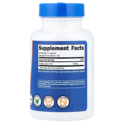 Nutricost R-Alpha Lipoic Acid 100 mg 120 Caps