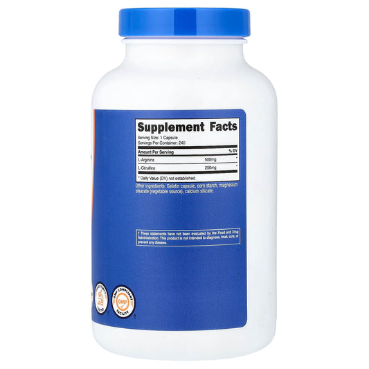 Nutricost L-Arginine + L-Citrulline 240 Caps