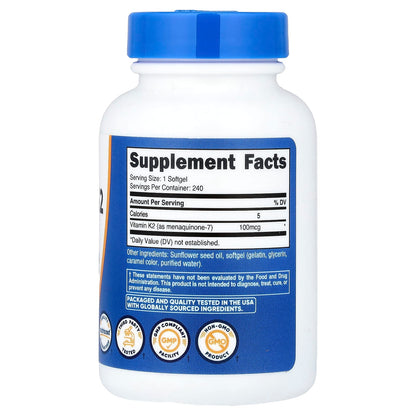 Nutricost Vitamin K2 MK-7 100 mcg 240 Caps