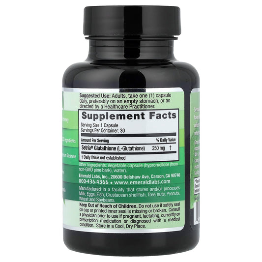 Emerald Laboratories, L-Glutathione, 250 mg, 30 Vegetable Capsules