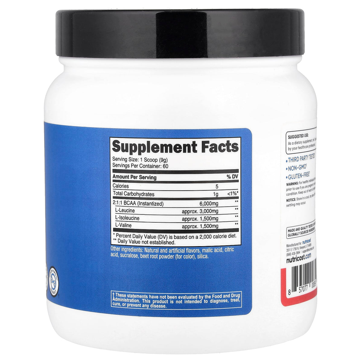 Nutricost, Performance, BCAA, Strawberry Kiwi, 1.2 lb (540 g)