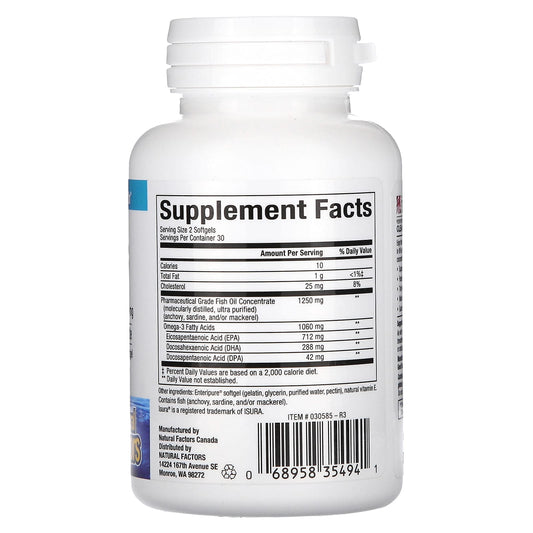 Natural Factors, RxOmega-3 Mini-Gels, 60 Softgels (530 mg per Softgel)