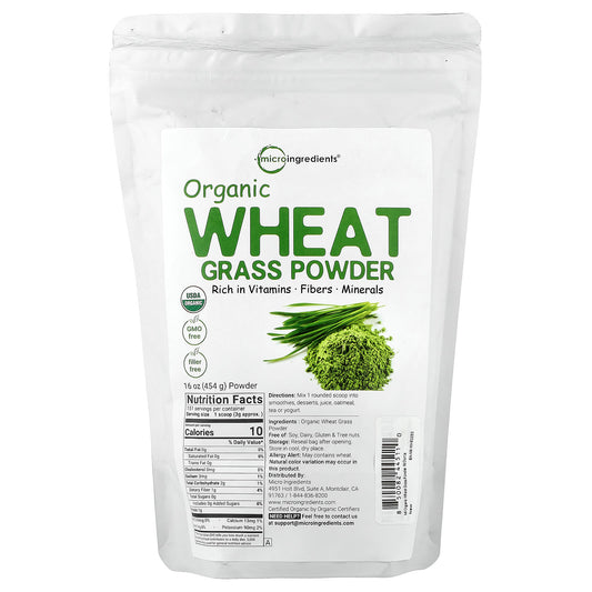 Micro Ingredients, Organic Wheat Grass Powder, 454 g (16 oz)