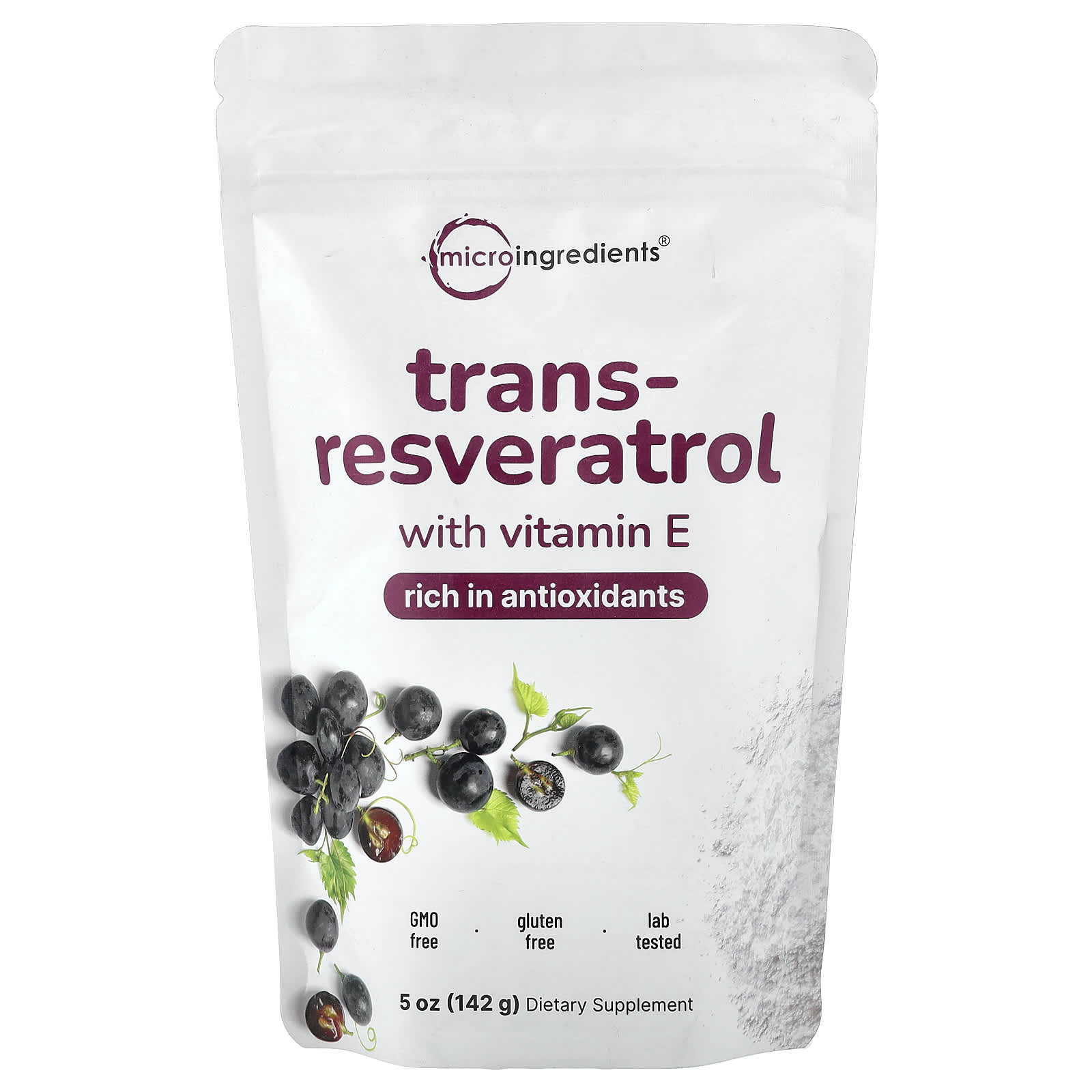 Micro Ingredients, Trans-Resveratrol With Vitamin E, 142 g (5 oz)
