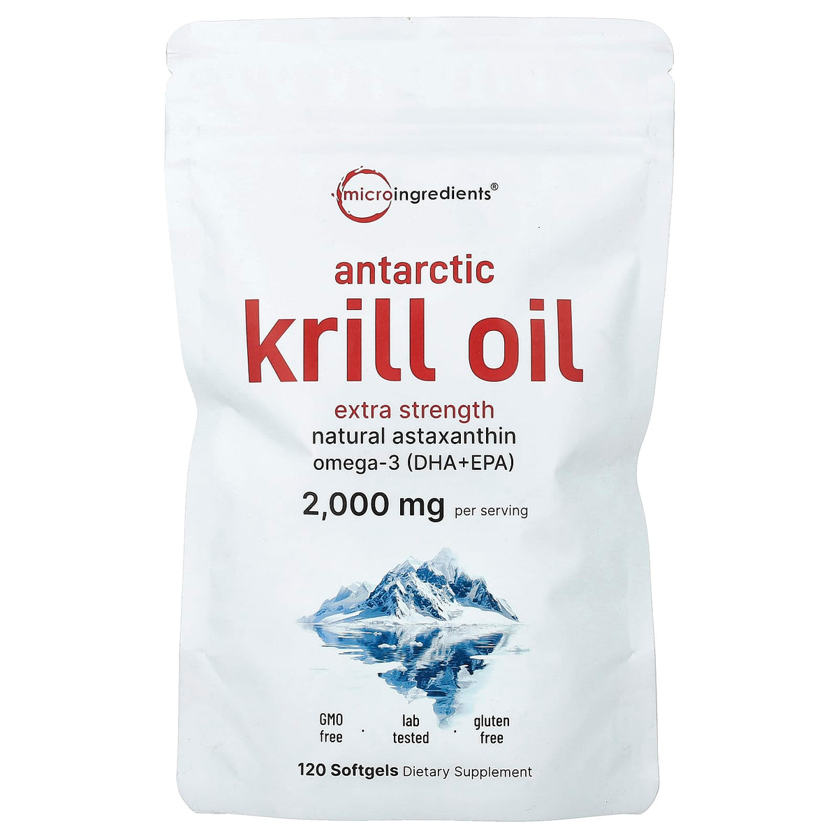 Micro Ingredients Antarctic Krill Oil 1000 mg per Capsule 120 Caps