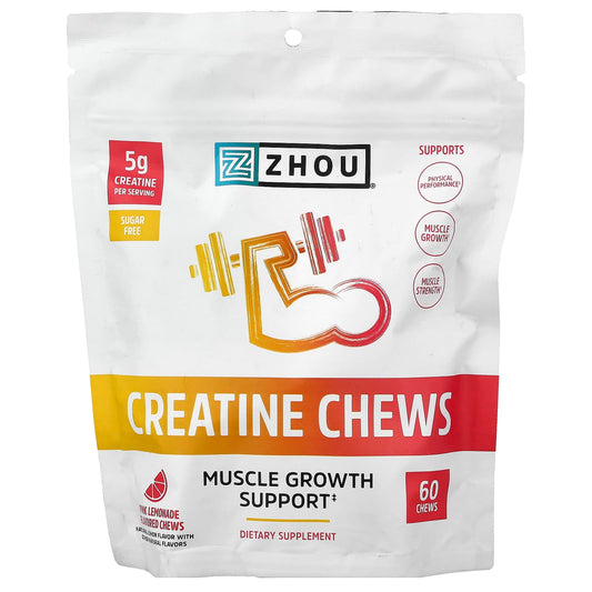 Zhou Nutrition, Creatine Chews, Pink Lemonade, 60 Chews
