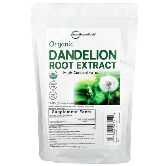 Micro Ingredients, Organic Dandelion Root Extract, High Concentration, 454 g (1 lb)