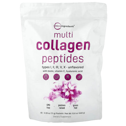 Micro Ingredients, Multi Collagen Peptides, Unflavoured, 40 Packets, 0.39 oz (11 g) Each