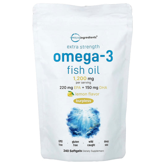 Micro Ingredients, Omega-3 Fish Oil, Lemon , 240 Capsules (600 mg per Capsule)
