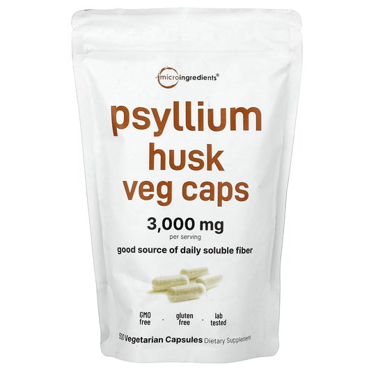 Micro Ingredients Psyllium Husk Veg Caps 500 Vegetarian Capsules