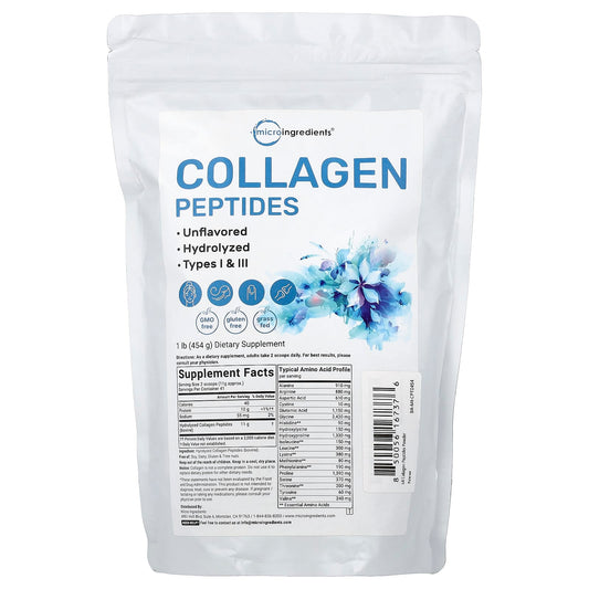 Micro Ingredients, Collagen Peptides, Unflavoured, 1 lb (454 g)