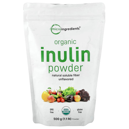 Micro Ingredients, Organic Inulin Powder, Unflavoured, 1.1 lb (500 g)