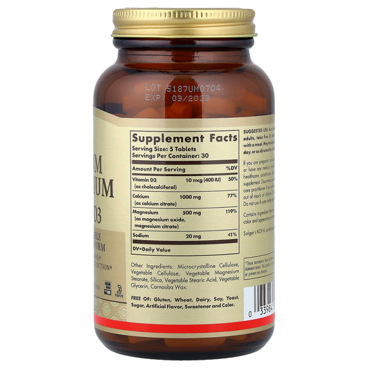 Solgar Calcium Magnesium with Vitamin D3 150 Tabs