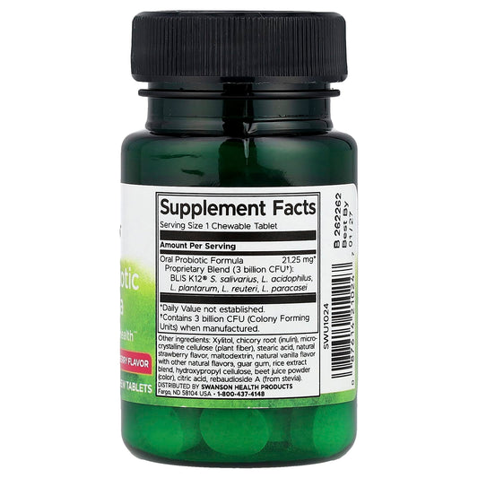 Swanson Probiotic Blend 3 Billion CFU 30 Chewable Tabs
