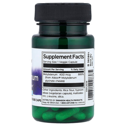Swanson Molybdenum 400 mcg 60 Veg Caps