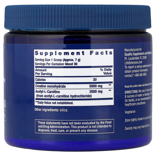 Life Extension, Creatine & Acetyl-L-Carnitine, Energy Plus, 0.51 lb (233 g)
