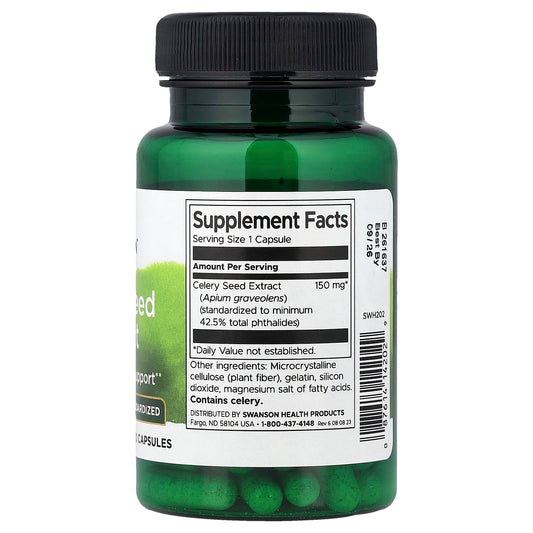Swanson Vitamins, Celery Seed Extract, Standardised, 60 Capsules (150 mg per Capsule)