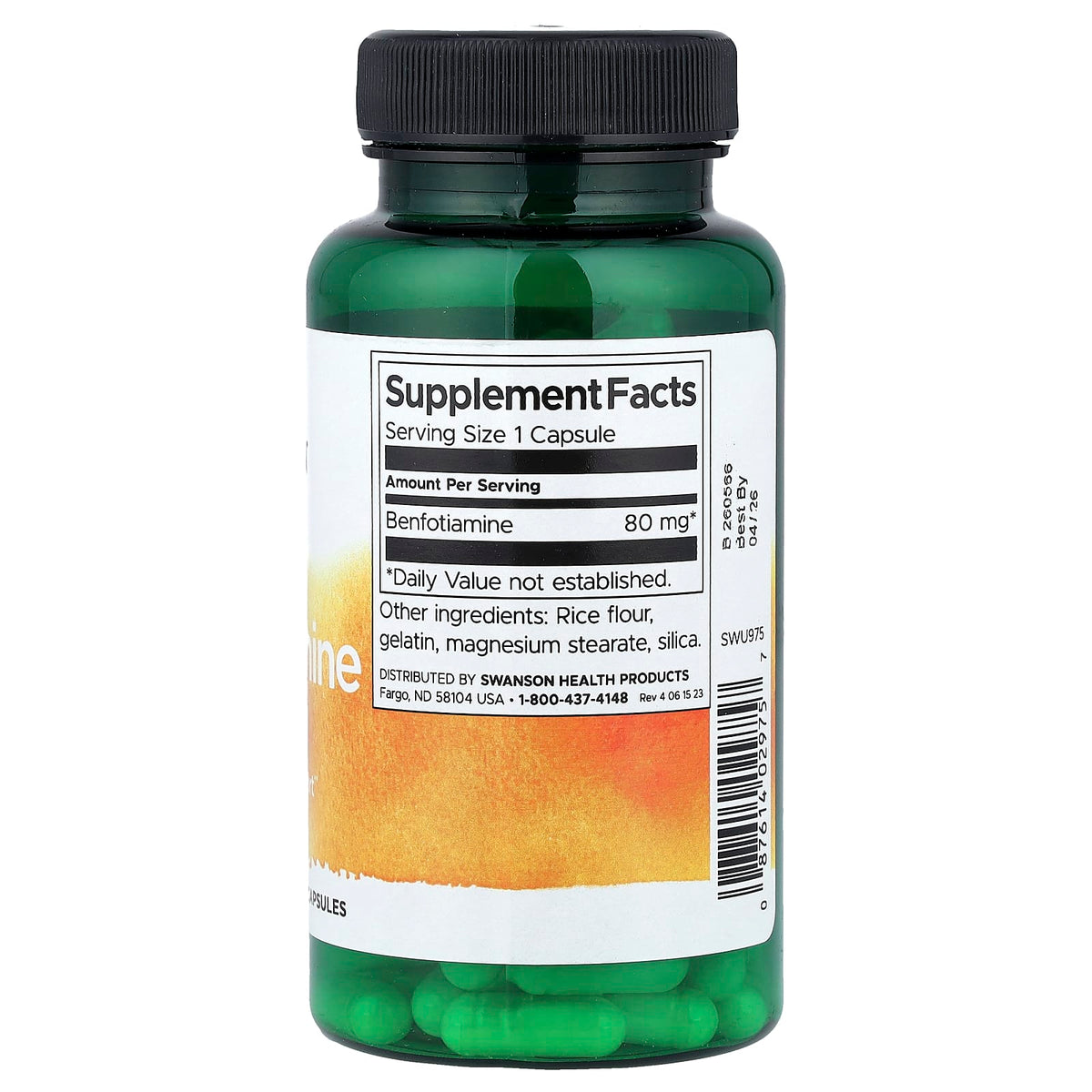 Swanson Benfotiamine 80 mg 120 Capsules