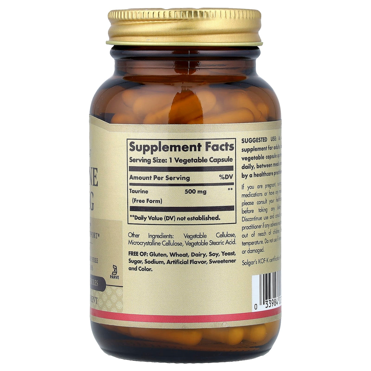 Solgar Taurine 500 mg 100 Vegetable Capsules