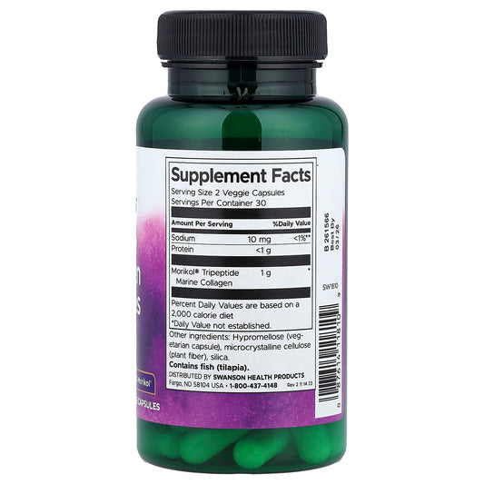 Swanson Vitamins, Marine Collagen Peptides Type 1, 500 mg, 60 Veg Capsules