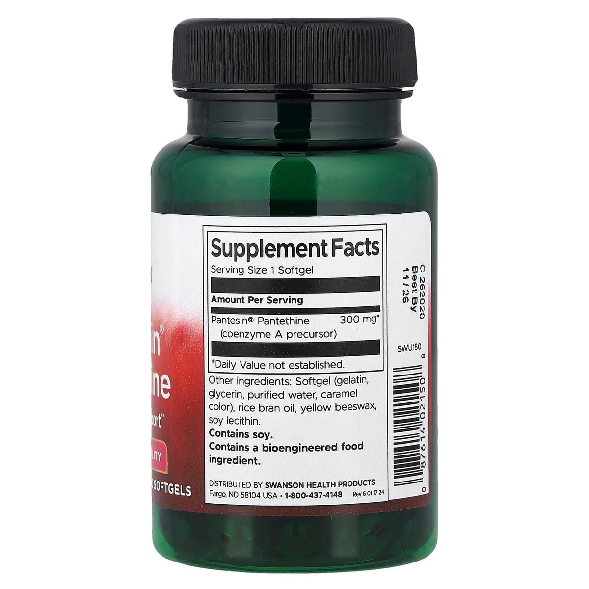 Swanson Pantesin Pantethine 300 mg 60 Softgels