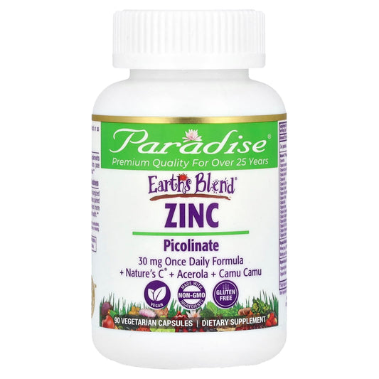 Paradise Herbs, Earth's Blend, Zinc, Picolinate, 90 Vegetarian Capsules