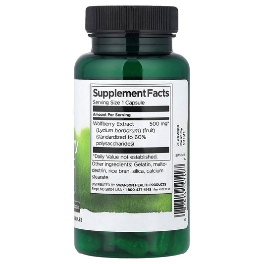 Swanson Vitamins, Goji Berry Extract, Standardised, 500 mg, 60 Capsules