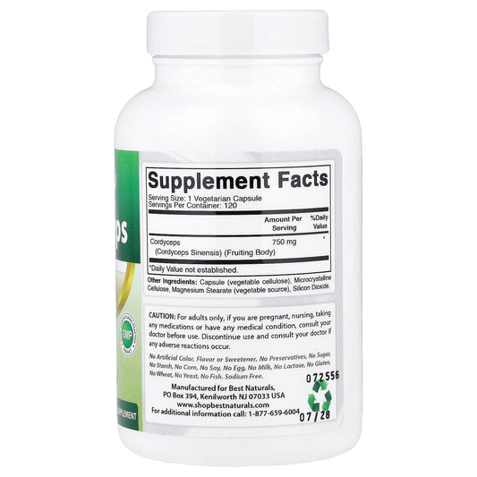 Best Naturals Cordyceps 750 mg 120 Veg Caps