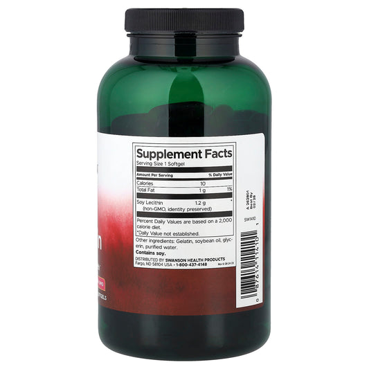 Swanson Vitamins, Soy Lecithin, 1.2 g, 180 Softgels