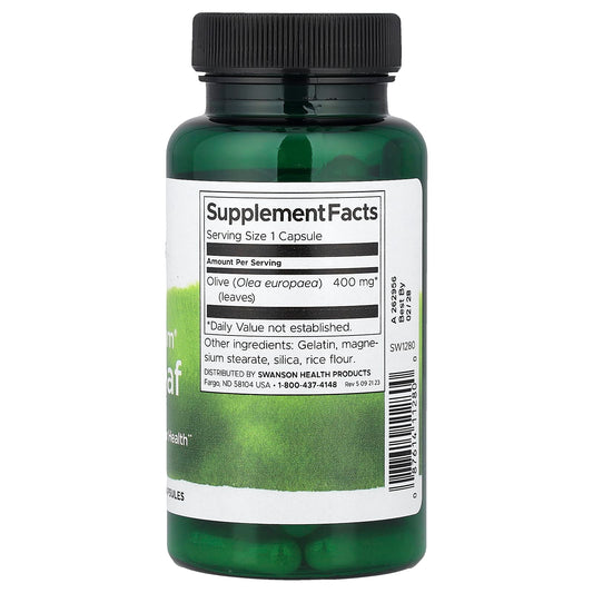 Swanson Olive Leaf 400 mg 60 Capsules