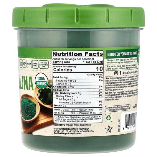 BareOrganics Spirulina 8 oz (227 g)