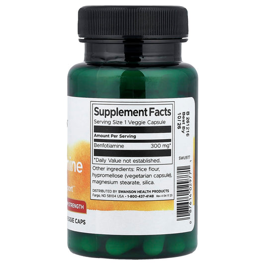 Swanson Vitamins, Benfotiamine, Maximum Strength, 300 mg, 60 Veg Caps