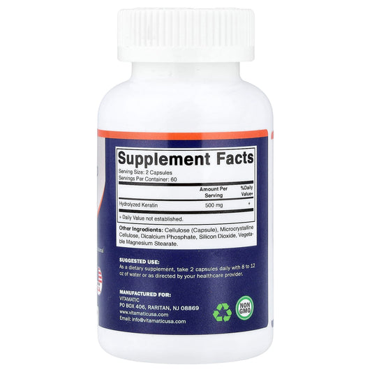 Vitamatic, Hydrolysed Keratin, 120 Veg Capsules (250 mg per Capsule)